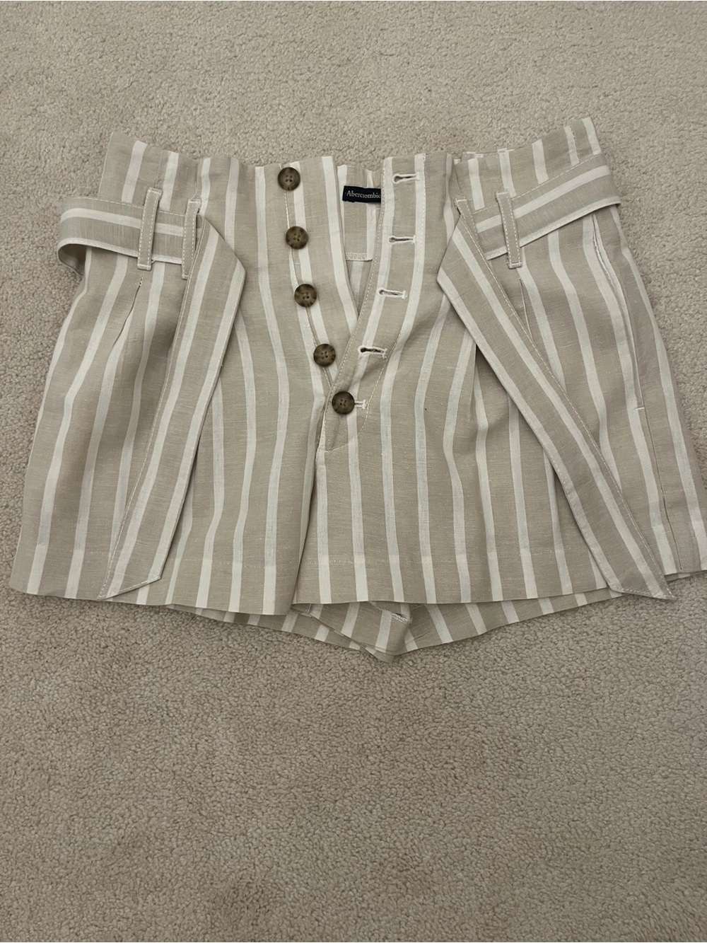 Abercrombie & Fitch Beige and White Striped Shorts
